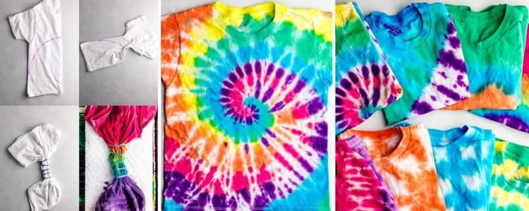 T-shirt en Tie and Dye : Popularisé par le Mouvement Hippie.